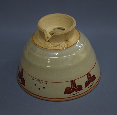 P5 茶碗 『赤膚焼』『大塩昭山造』『西大寺 松本実道 箱書』 共箱