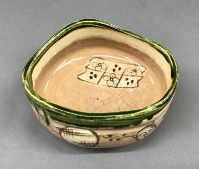 古美濃焼織部練り込み山十窯加藤日出数茶碗