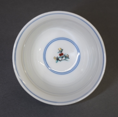 九谷焼 堀江青光造 色絵唐子文 波出茶碗 数茶碗 10客 共箱 V 6207C