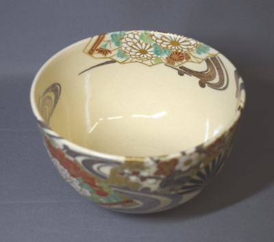 四代 宮川香斎 絵高麗 吸出 茶碗 13客/共箱 真葛焼 四代宮川香斎 立鶴