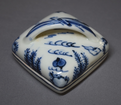 真葛香斎 作 染付松葉 盃 共箱 旧家蔵出(LC718)真葛香斎 作 染付松葉