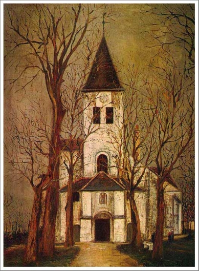 モーリス・ユトリロ 郊外の教会 モーリス•ユトリロ 郊外の教会