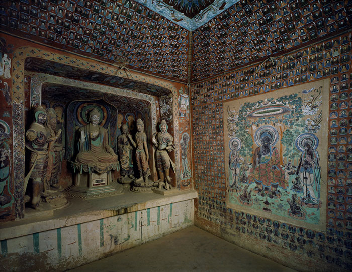 骨董市掘り出し品 中国唐時代 敦煌莫高窟壁画 彩絵 AK1802B16-3 骨董