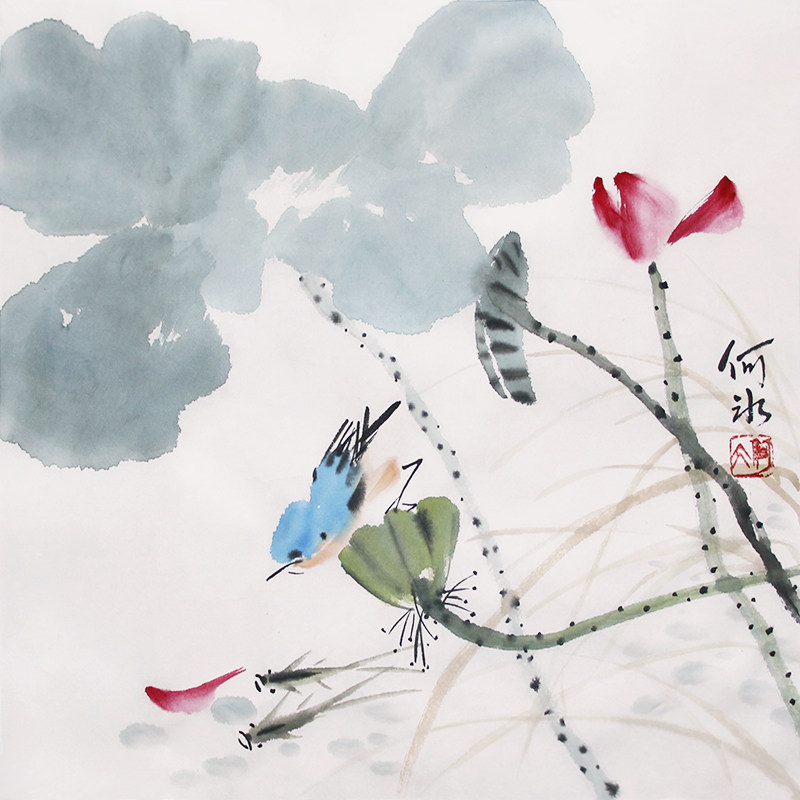 骨董市仕入れ品 唐時代掛け軸 肉筆水彩絵 骨董品 唐物 AK836A13-2