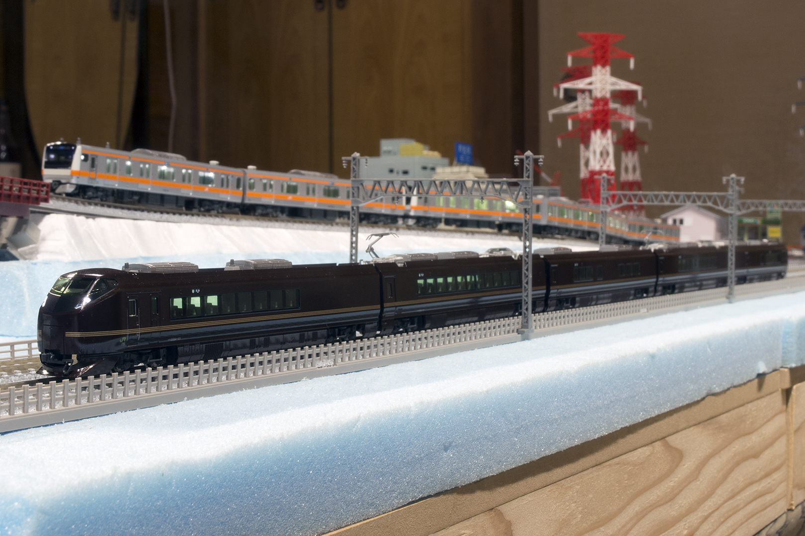 KATO 10-1123 E655系 なごみ (和) 5両セット 入線: Nゲージ立川駅