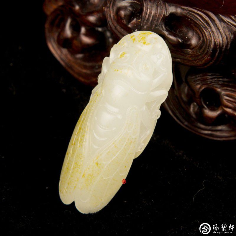 珍品 和田白玉 仔玉（仔料） トップ「蝉」 ◇明神◇極上珍品・中国・清