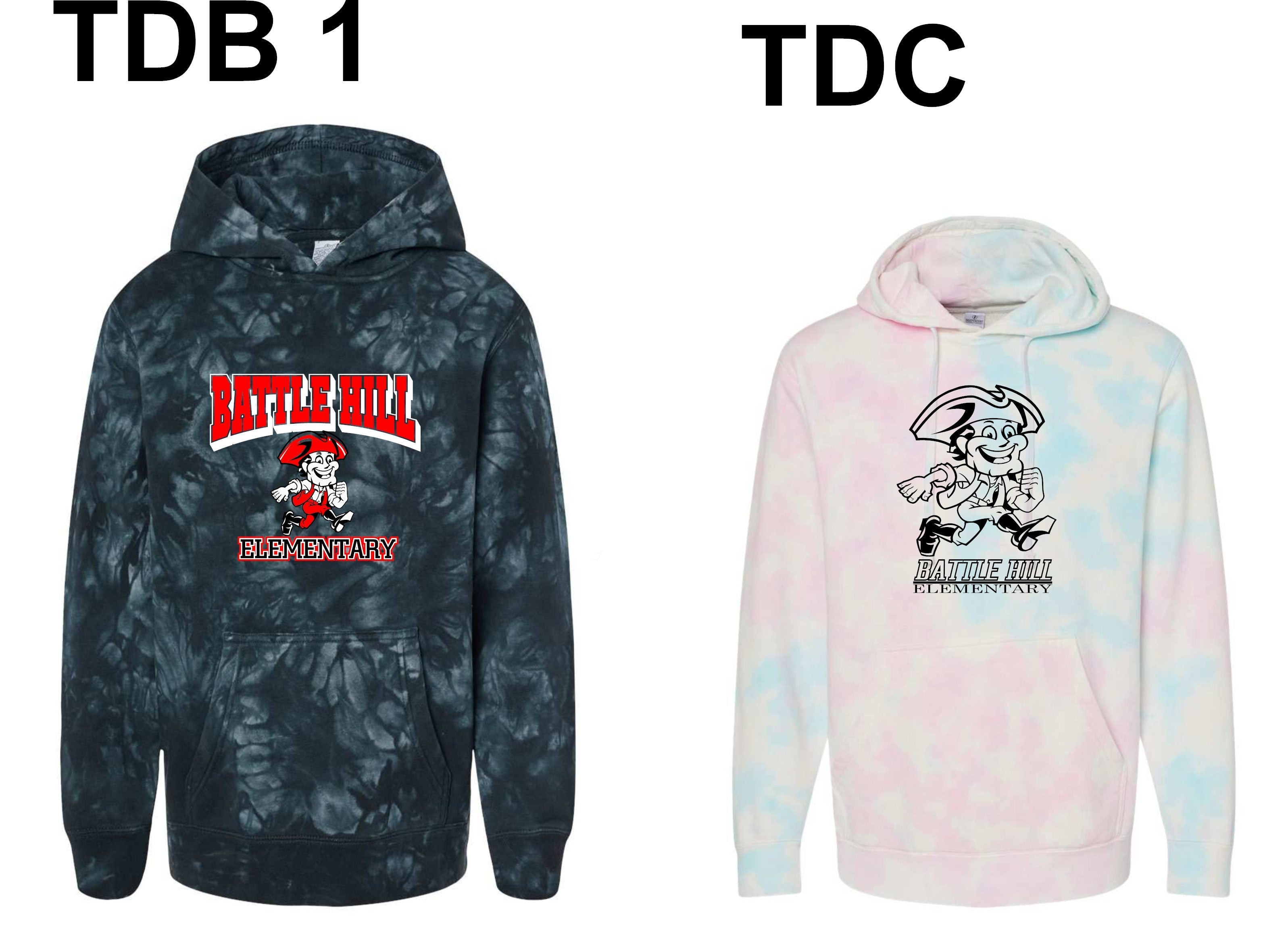 Battle Hill Elementary ADULT Hooded TIE DYE SWEATSHIRTS (Pullover