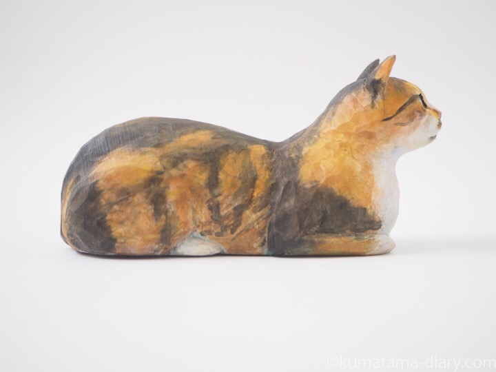 木彫り］観ながら彫れる面彫りネコ（ショートver） かわいい 木製 猫の