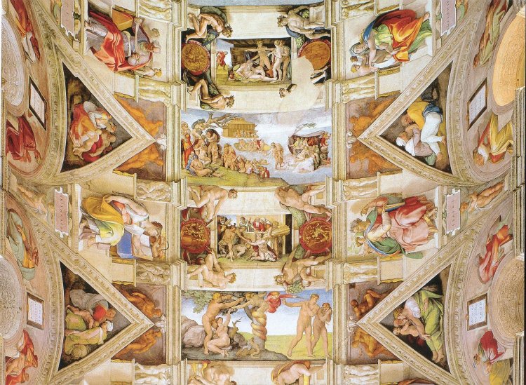 2607 外国切手 バチカン システィーナ礼拝堂の天井の絵画 聖書物語