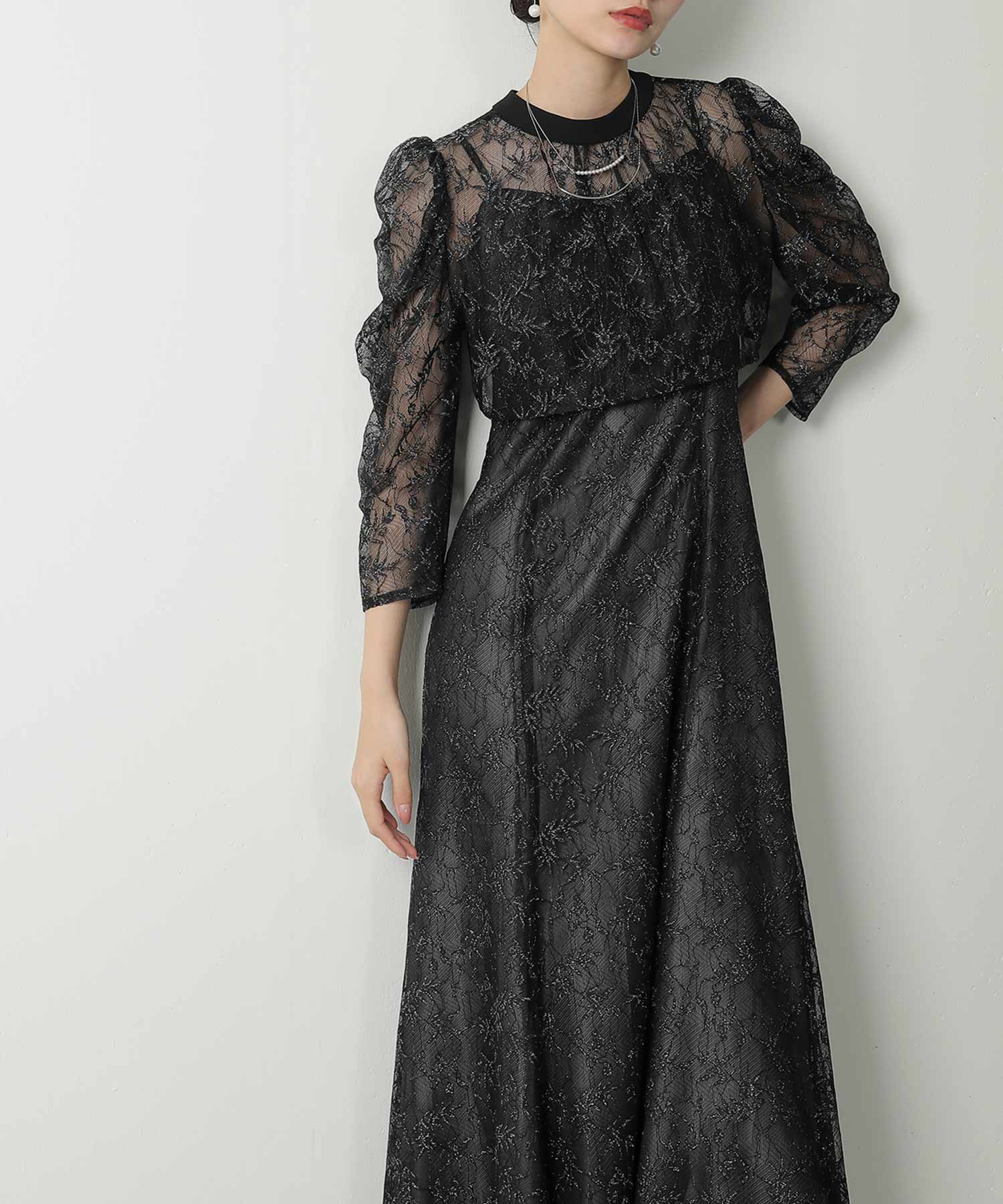 3way レースボレロ フラワー 総レース パーティー ドレス