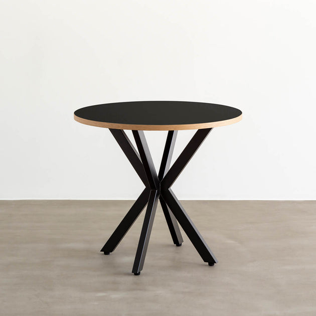 KANADEMONO THE CAFE TABLE / リノリウム Black Steel Φ90 oak Mauve