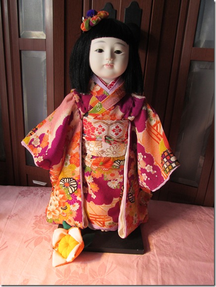 日本人形市松人形の着物江戸ちりめん桜大きめ15号