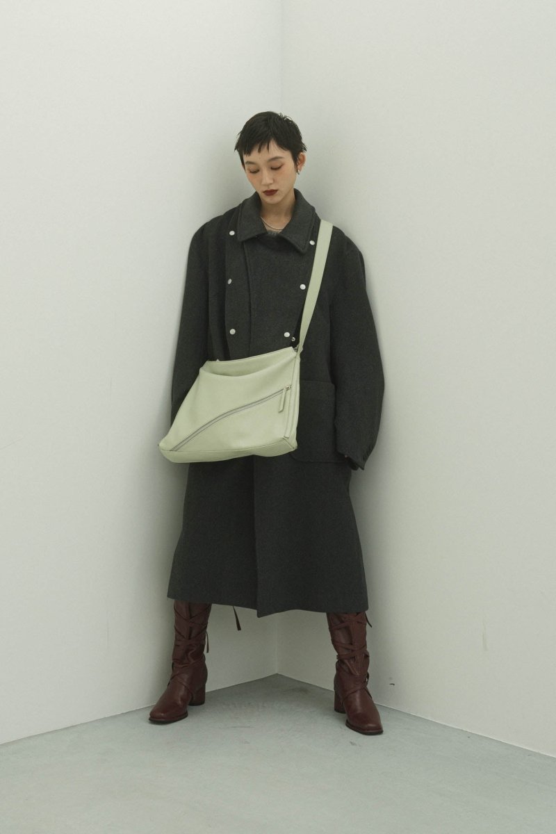 2way accent collar long coat(unisex)/charcoal | KNUTH MARF