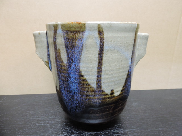 膳所焼 十牛図水指 茶器/茶道具 建水】 膳所焼き 独楽 宝尽くし 岩崎新