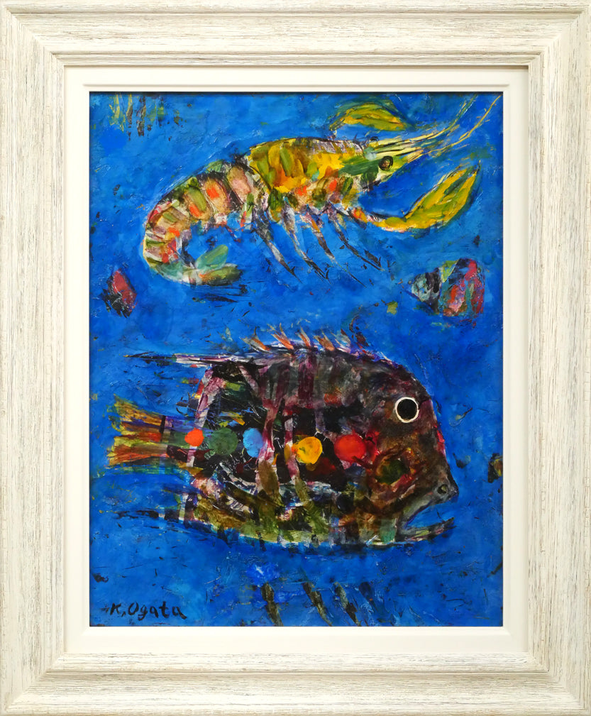 油絵 絵画「群れ」「はまごいわし」 SEA FANTASY F8 油絵 絵画「群れ