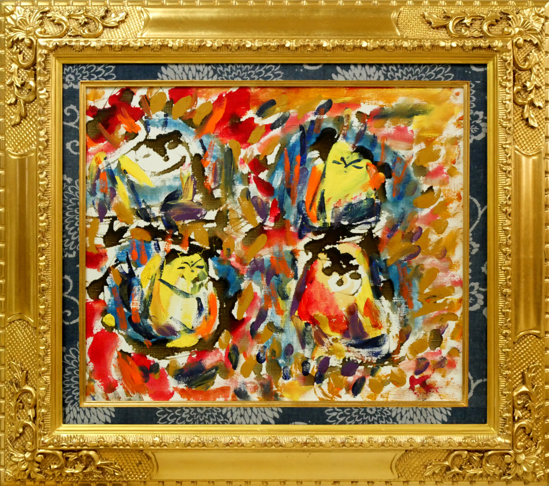 ☆真作☆ 文勝(ウンシュン) 無題 油絵 額付き 貴重作品 ☆真作