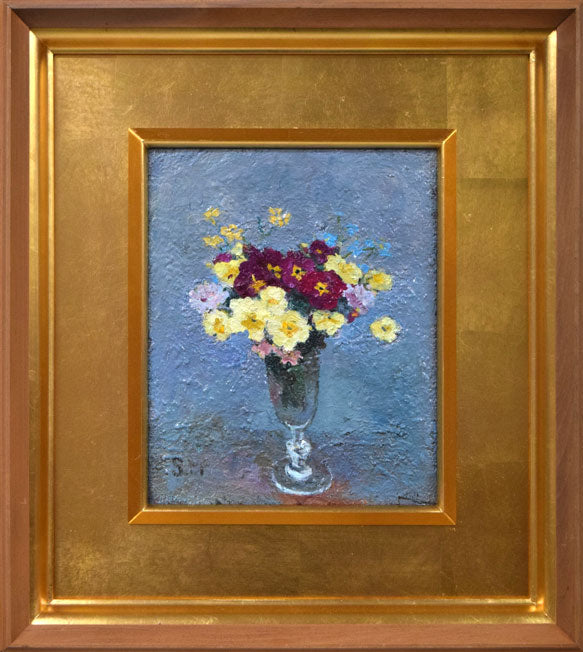 森本三郎「花」油絵・F3号 絵画買取・販売の小竹美術