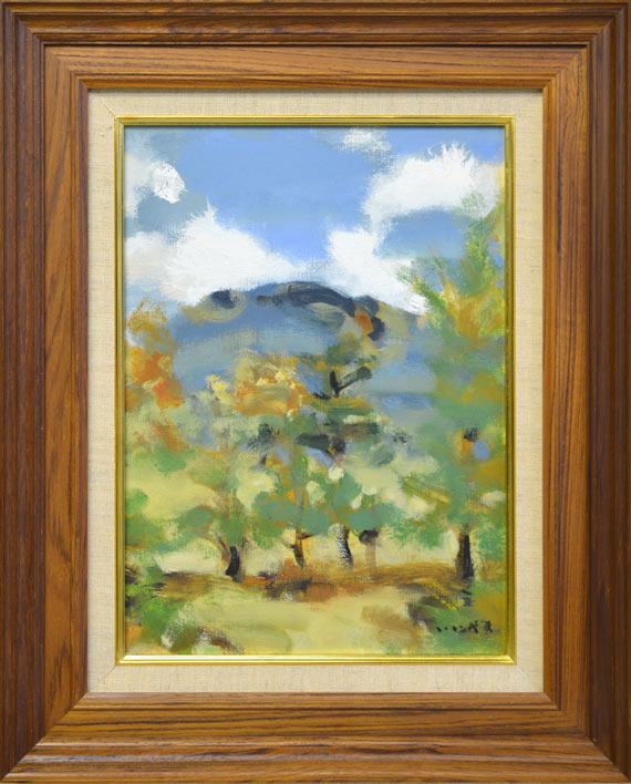 油絵 浅間山 真作保証】 流月真一 冬支度の浅間山 油彩 風景