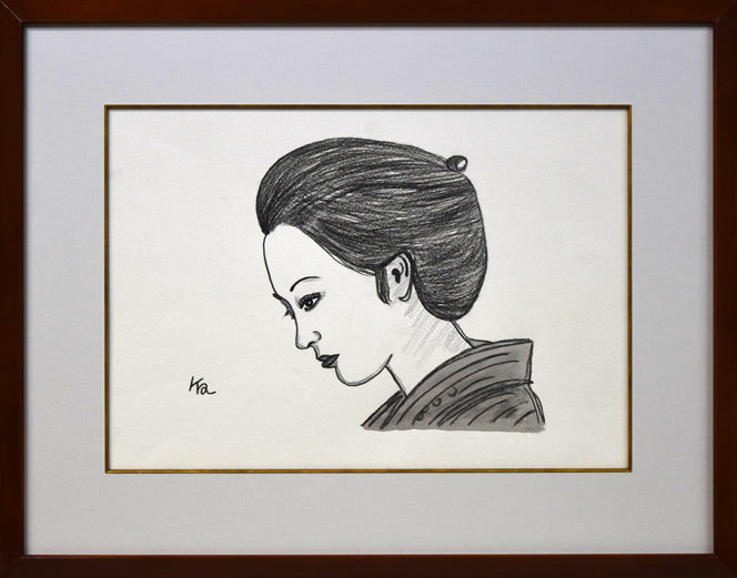 佐々木豊、画家、女の横顔、洋画、 油彩、原画 佐々木豊、画家、女の