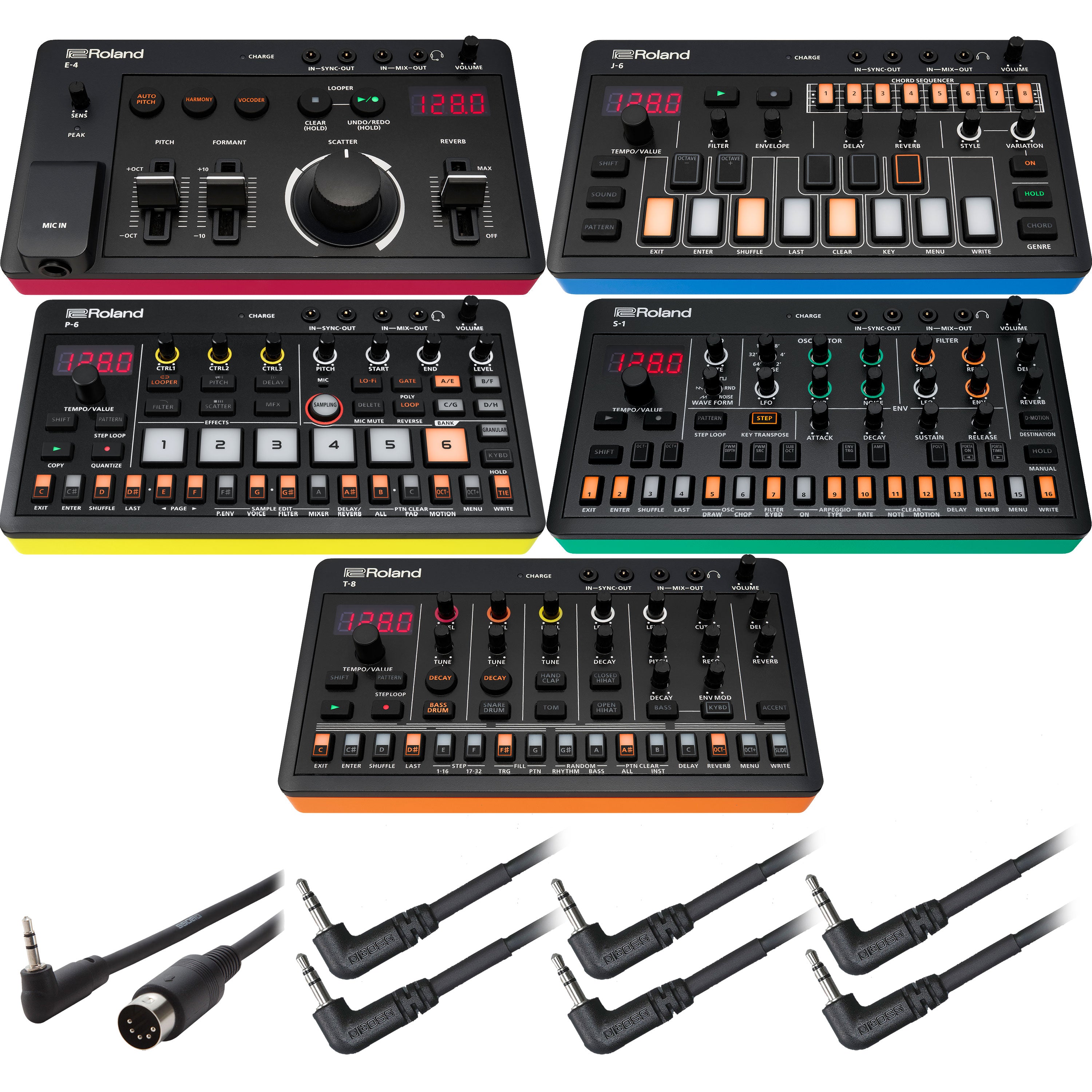 Roland Aira Compact Series E-4 J-6 P-6 S-1 T-8 5-IN-1 BUNDLE