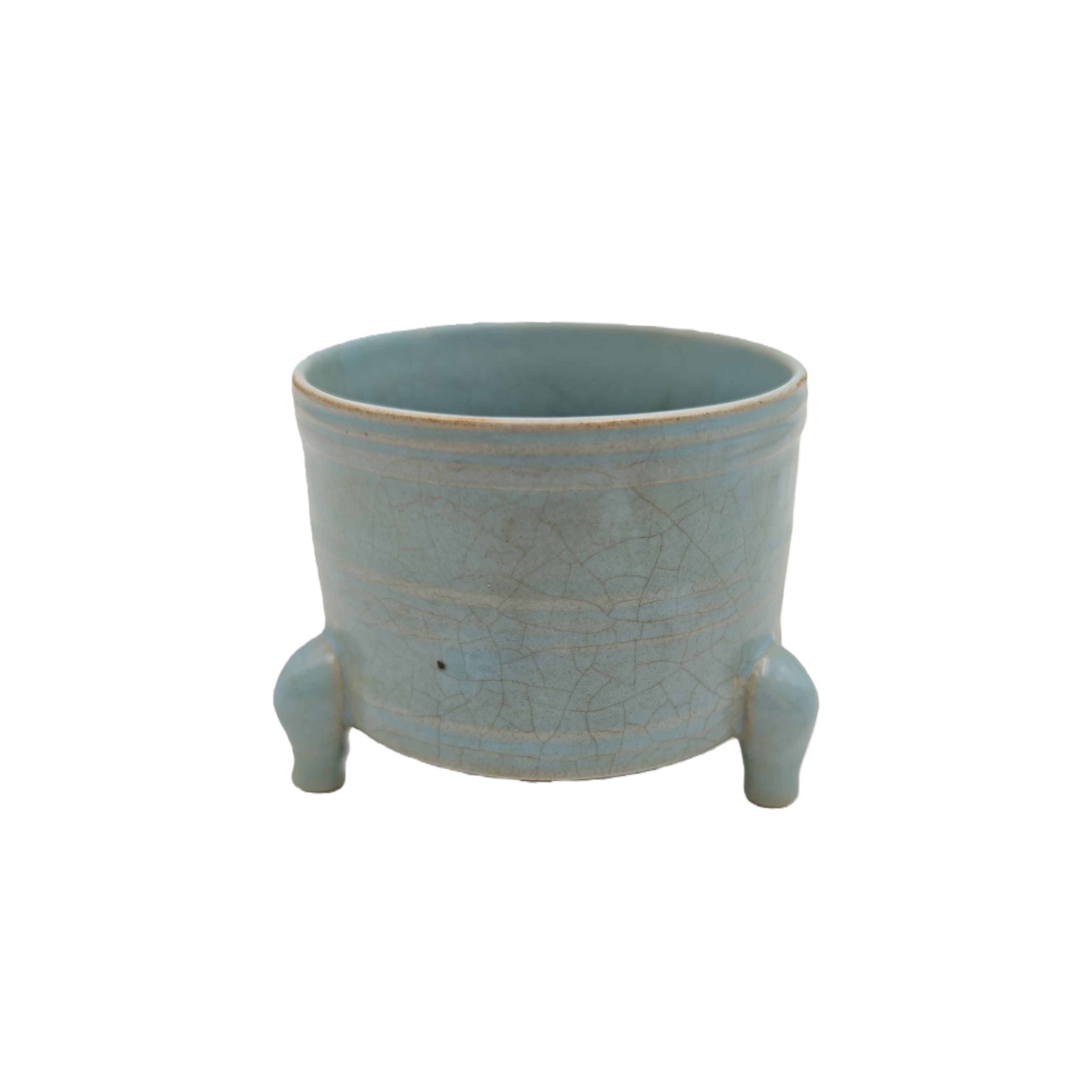 宋代汝窑天青釉旋纹三足奁式炉_联邦国际(香港)拍卖有限公司