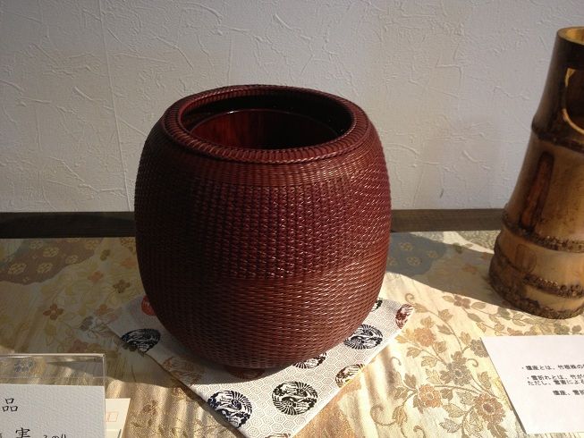 八木澤竹工房・四国産虎竹使用・亀甲盛籠・八木澤正氏作品・未使用品