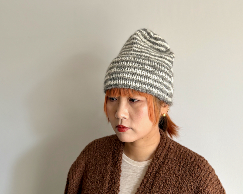 Kumi Tsuyuki クミツユキ｜グリーン ボーダー ニット帽 ビーニー Kumi