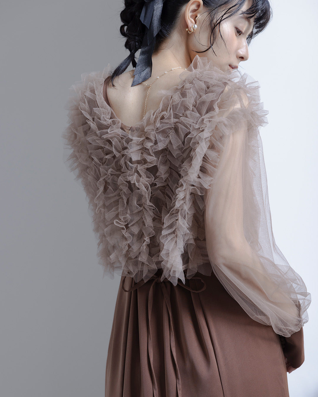 Dorry doll ] フリルブラウスセットドレス as25682 ブラウン