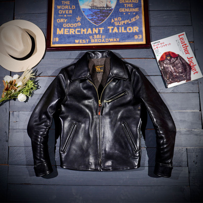 ☆茶芯ホースハイドレザー シングルライダースジャケット☆ – quietman