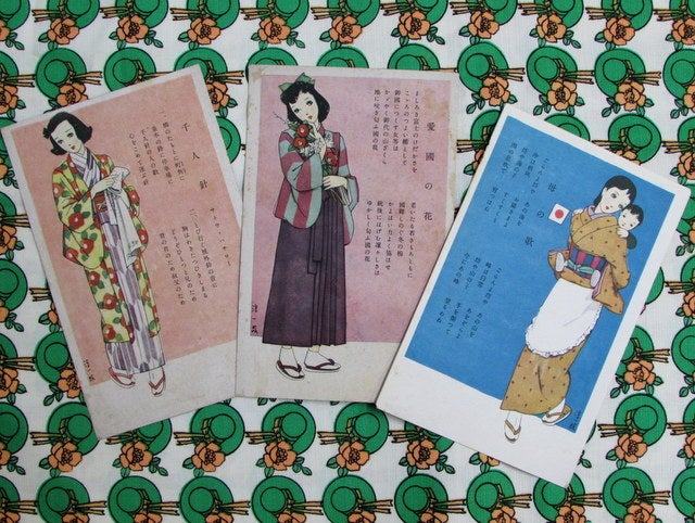 特価！】(54)戦前 中原淳一 国民歌絵はがき 8枚組 特価！】(54)戦前