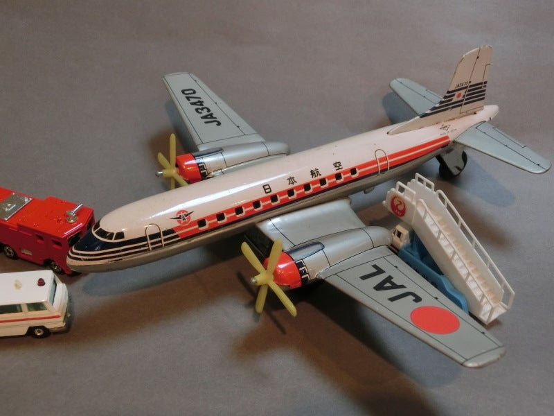 日本航空 DC7 ブリキの飛行機 動画あり！！ 日光玩具 日本航空 JAL