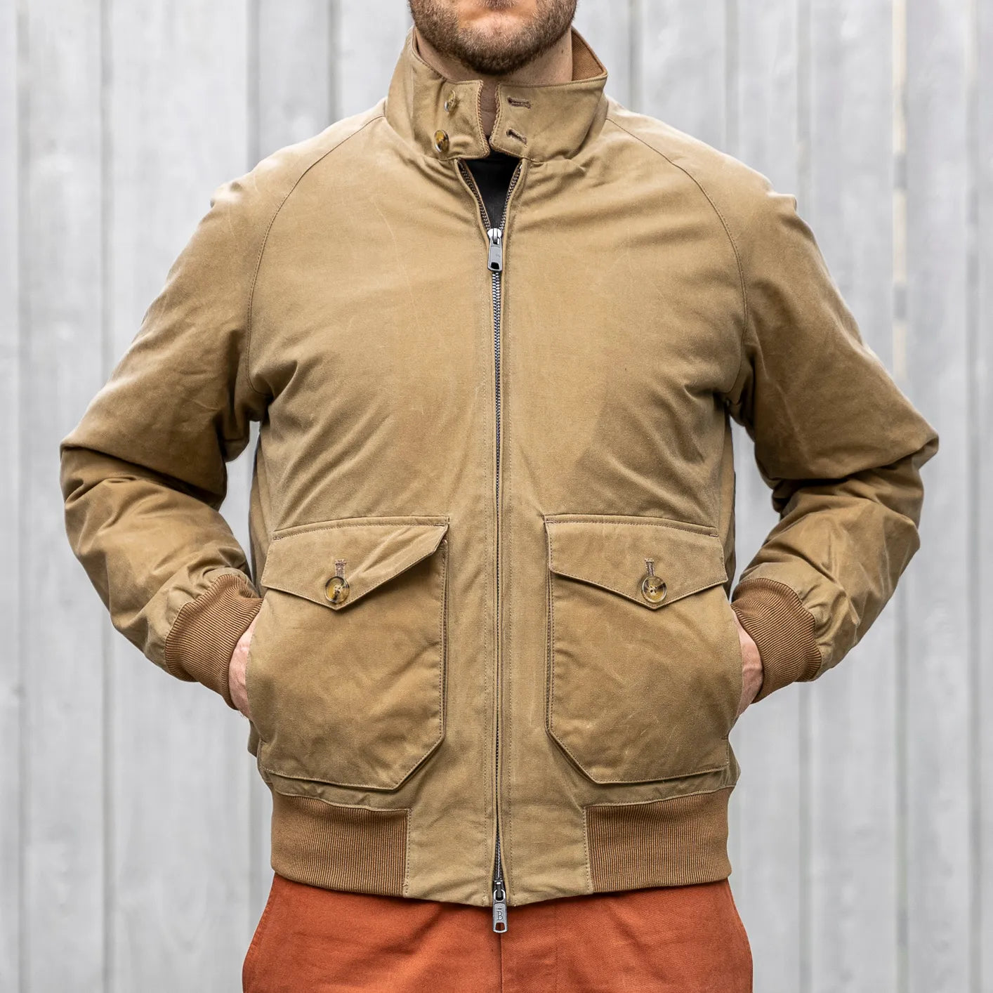 Baracuta G9 Waxed Cotton Jacket Tan | Authentic Fit Lined