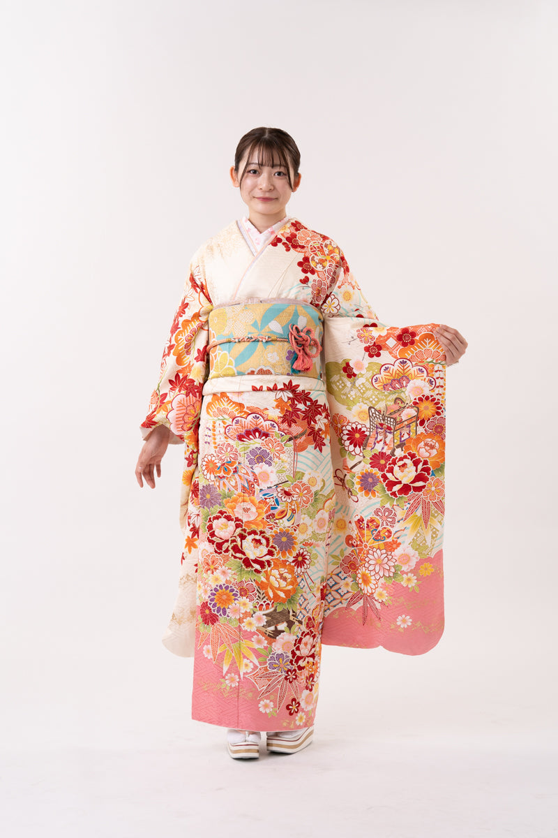 白 裾ピンク 正絹振袖【145】 – SAKURA TOKYO