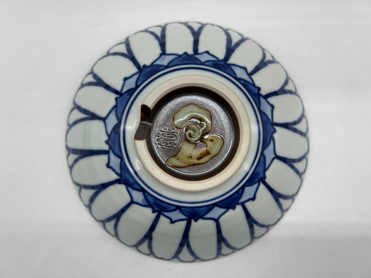 京焼 仁清造 染付 菊草模様 瓶 一対 DT441