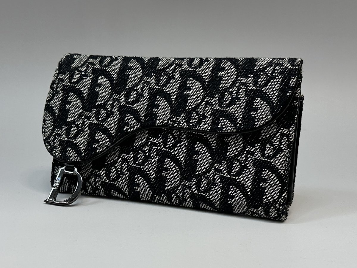 Dior クリスチャン ディオール トロッター サドル 三つ折り財布 グレー