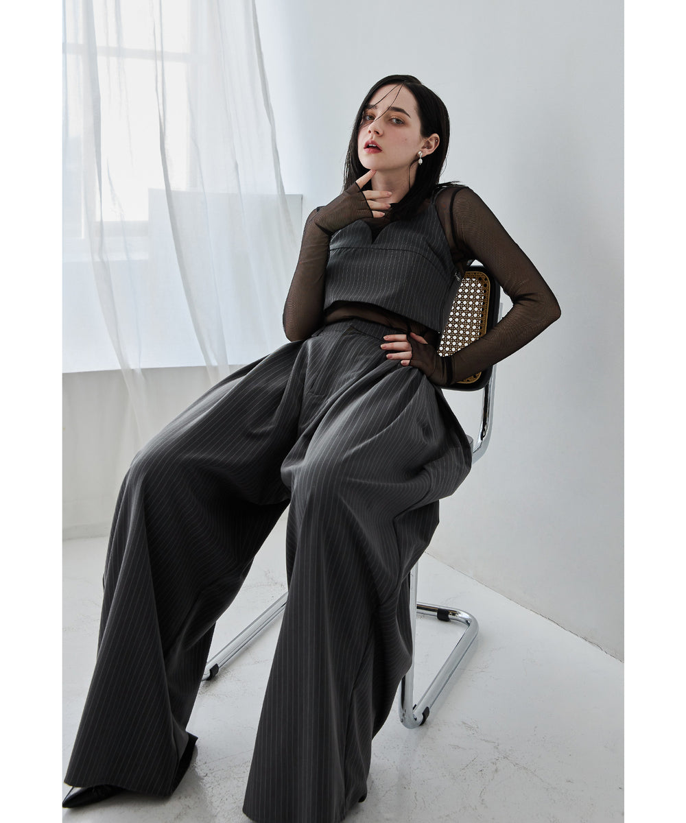 ピンストライプビスチェワイドパンツドレス 2点セット セレモニー 結婚