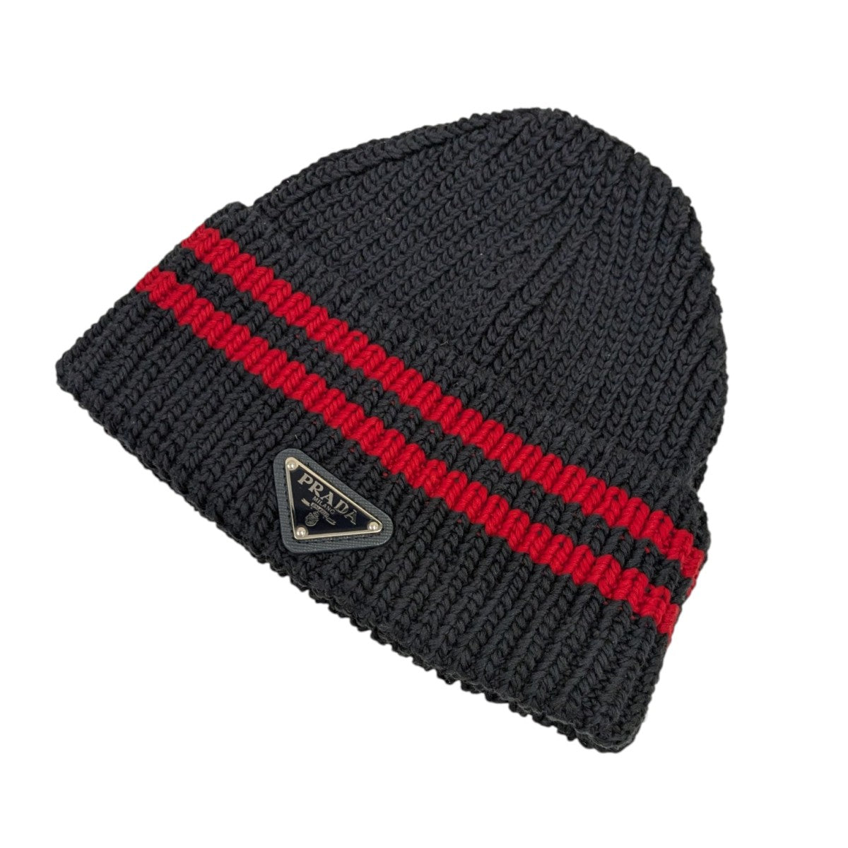 首*旭様 PRADA ブラックキャップ ウール素材 PRADA キャップブラックL