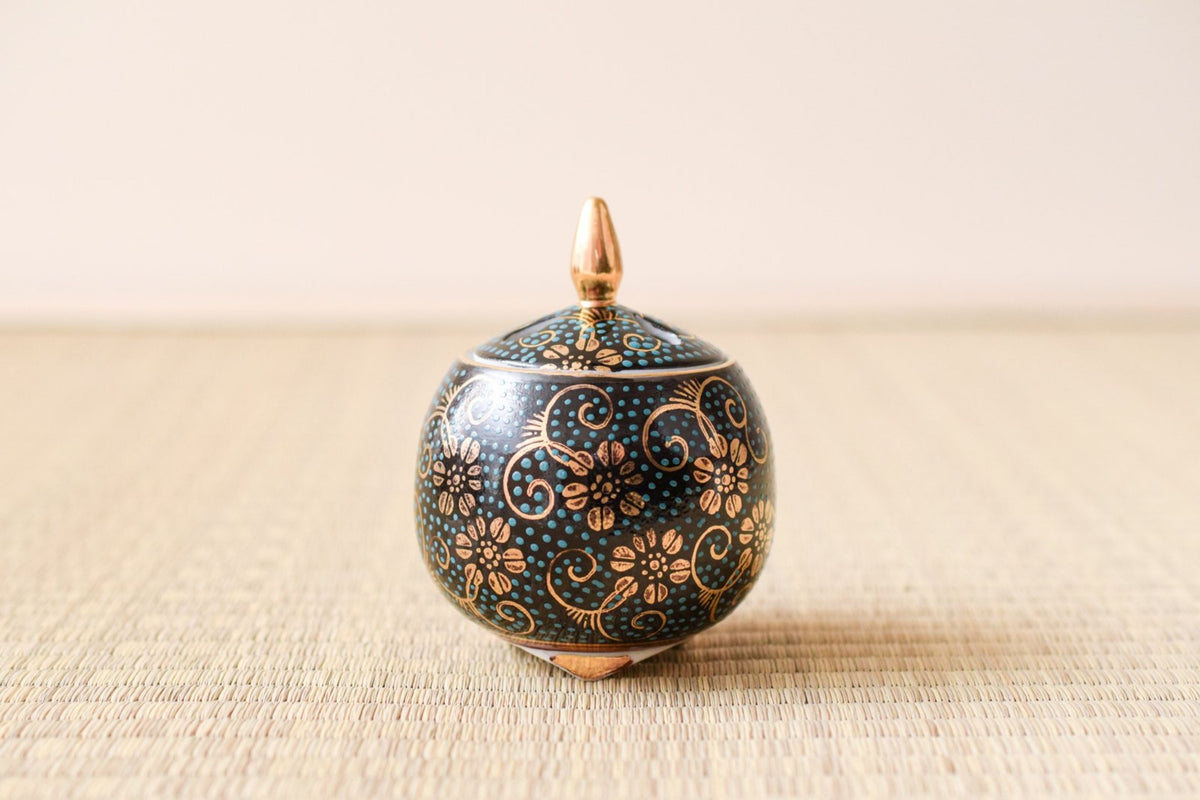 中国元時代 七官青磁 上手 銀火屋香炉 木箱付 東Y7-1203☆2Fトサオ