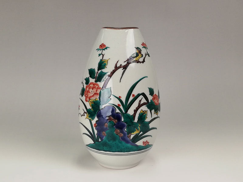 九谷焼 作家作品 谷敷正人 雅彩双鶴紋 花瓶 花瓶 壺 花器 花