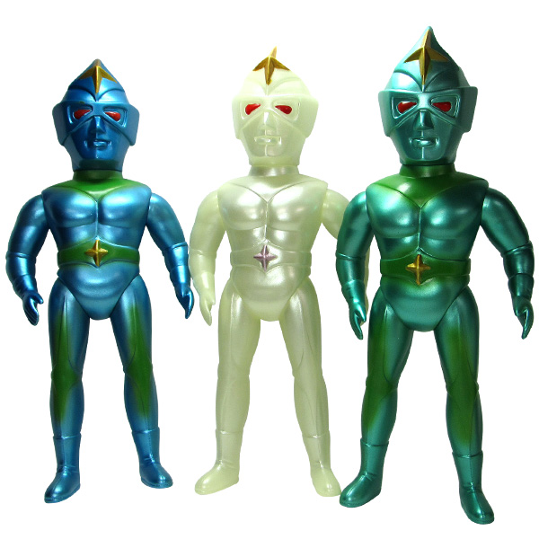 □エクスプラス ミラーマン ソフビ 会場限定品 グリーンメタリック