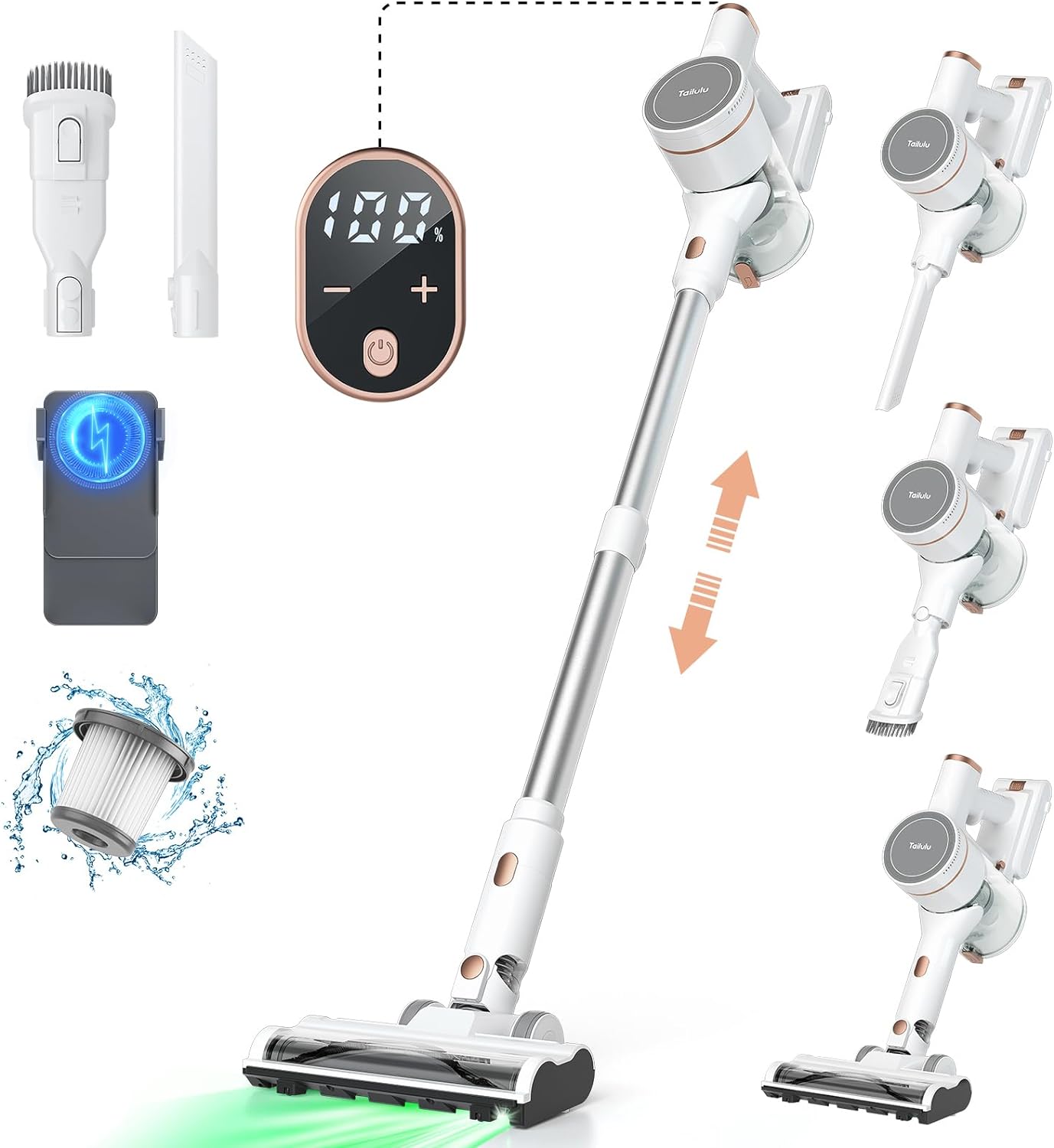 掃除機 コードレス 【6月新登場!業界初!グリーンLEDライト搭載&自立式