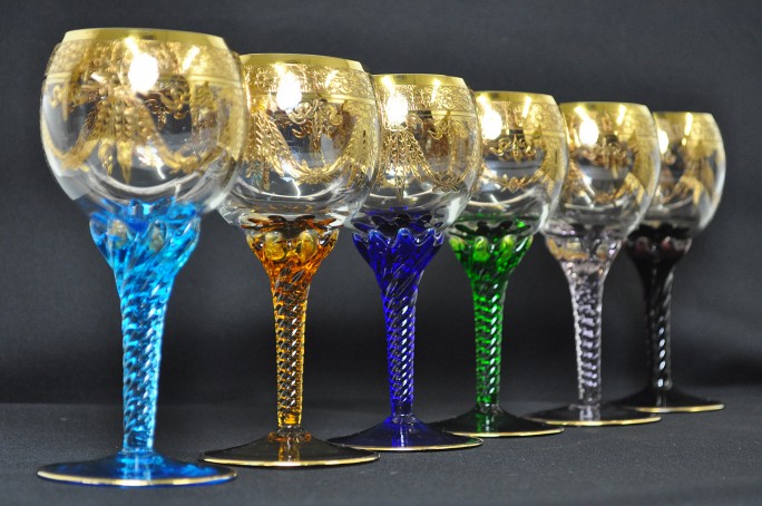 イタリア ムラノガラス ムラーノ ベネチアンガラス 金彩 ワイングラス