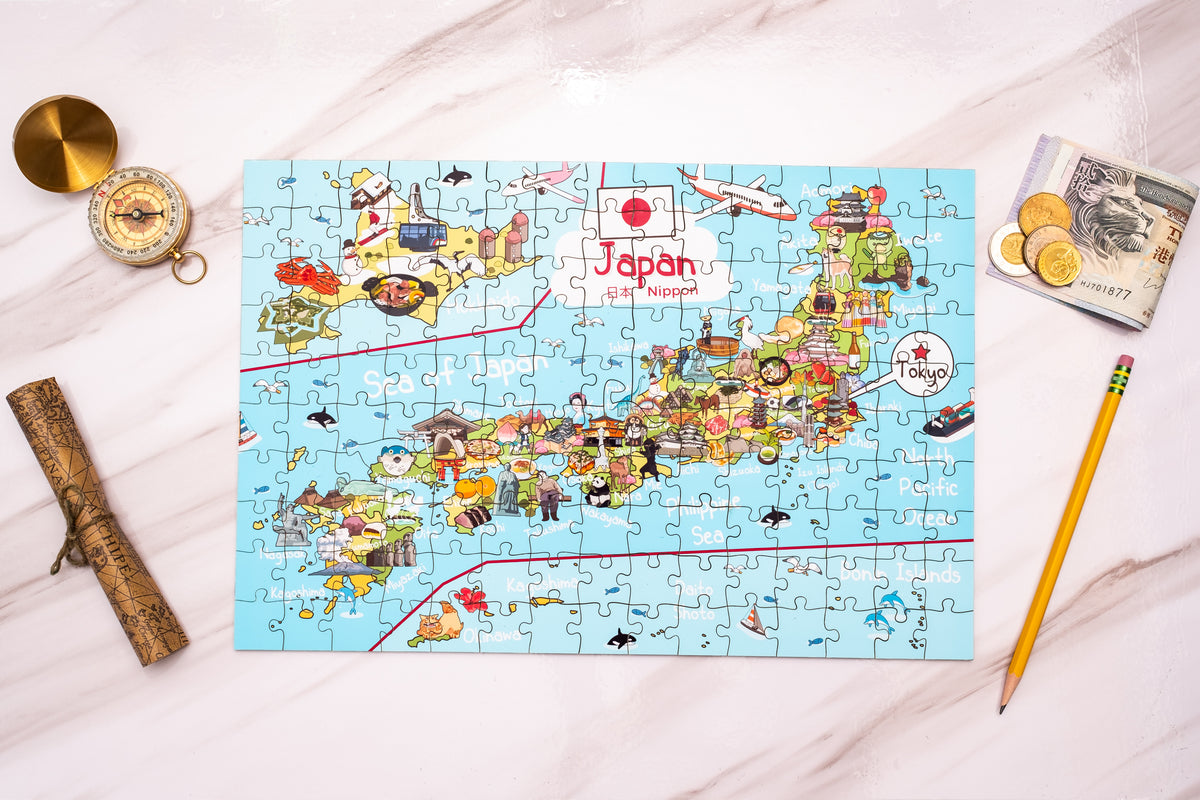 人生の実績解除パズル Japan Puzzle Map 日本地図 パズル グレー 人生