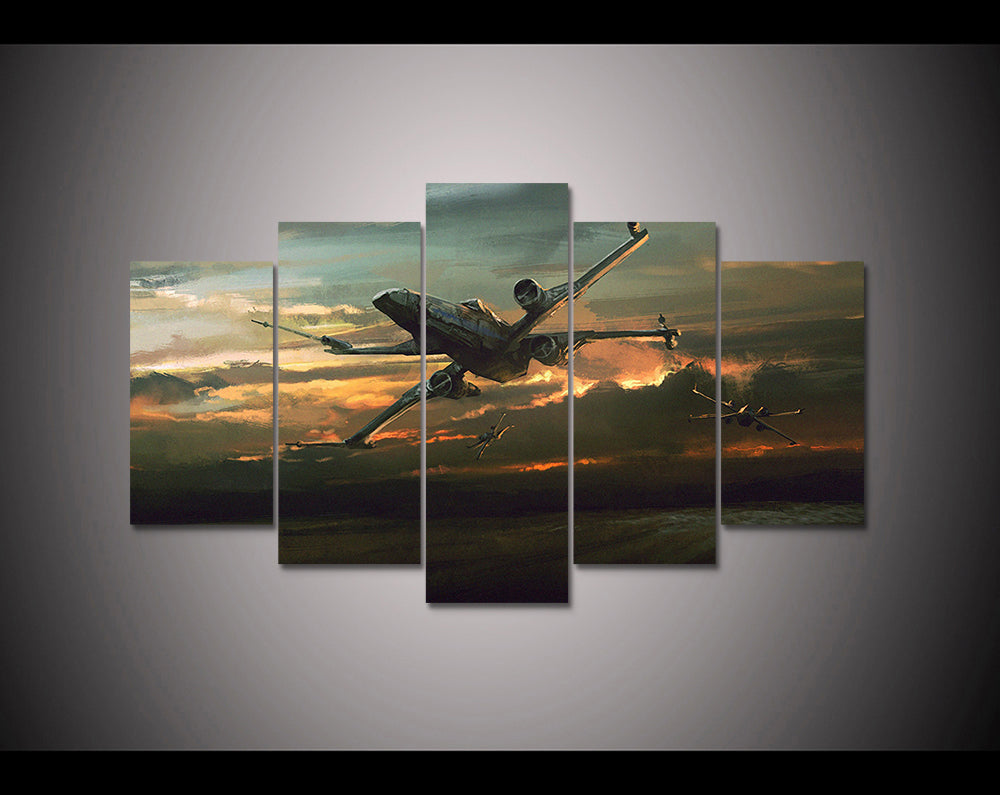 X-Wing Star Wars Sunset Five Piece Canvas Wall Art Home Decor