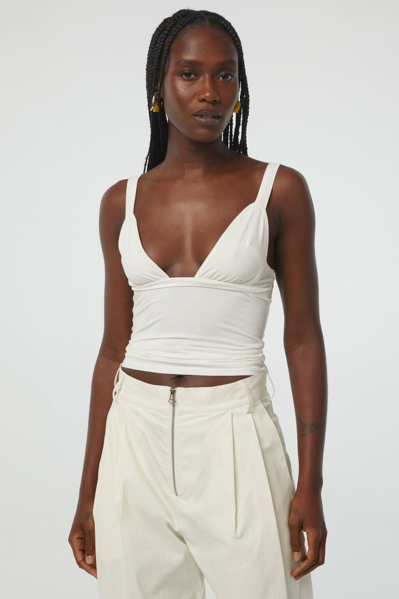 Josephine Deep V-Neck Tank - White | The Line by K