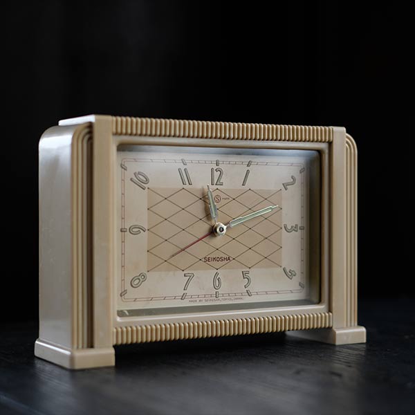 ウランガラス 精工舎 目覚まし時計 置時計 SEIKOSHA 和ガラス レトロ