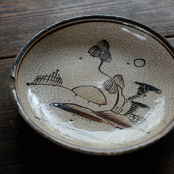 古織部釉行灯皿 古織部 古瀬戸 古民藝 骨董アンティーク 絵皿