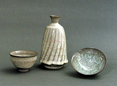 人気作家 峯岸勢晃 月白青瓷 線段香炉 共箱 共布 陶歴付 人気作家 峯岸