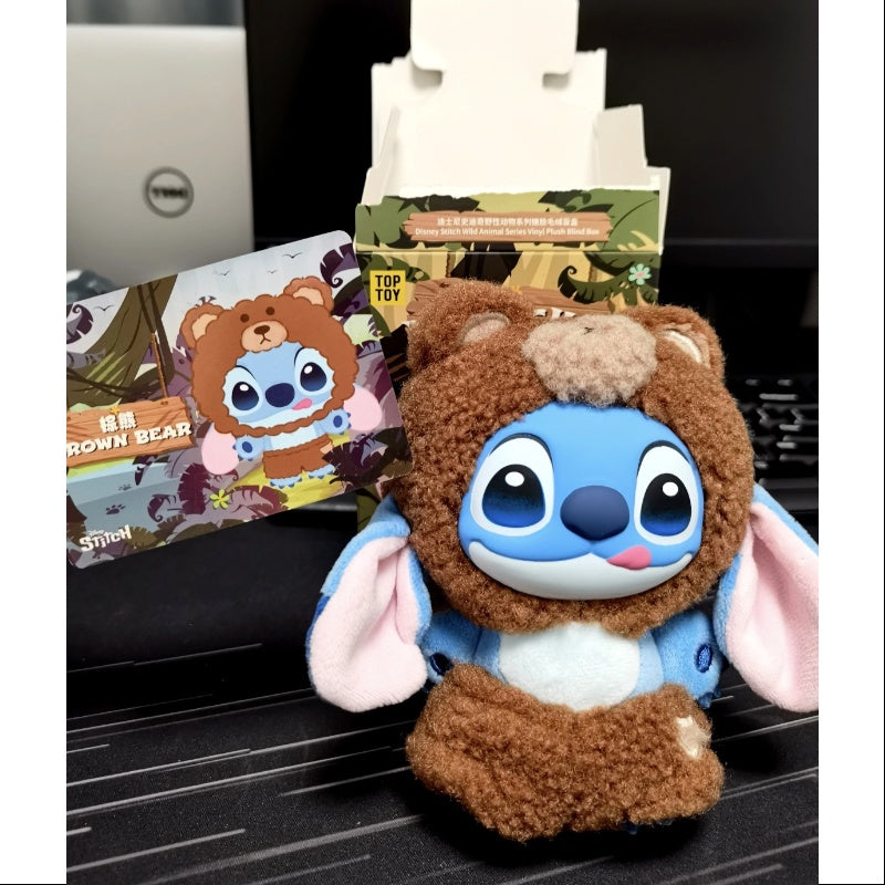 Disney Stitch Wild Animal Vinyl Pendant Series Secret Brown Bear