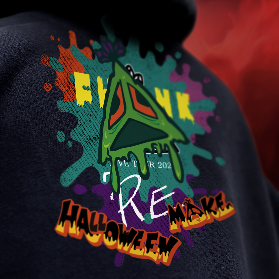 Halloween『Re』Make】オーバーサイズパーカー モコモコ刺繍ロゴ 黒